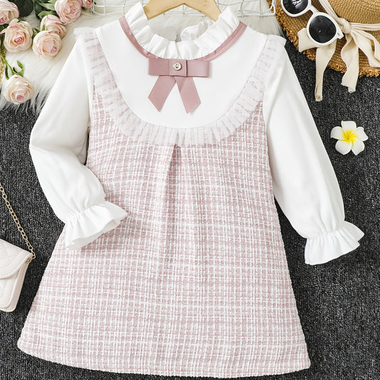 Girls Mesh Ruffled Dress Plaid Print Summer Party Kids Clothes