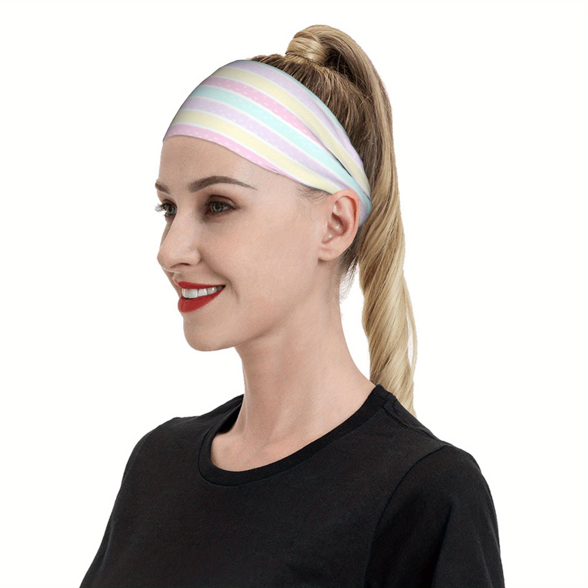 Pastel Stripes Headband Soft Non Slip Hairband Mint Green Pink