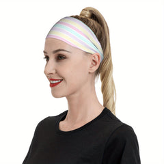 Pastel Stripes Headband Soft Non Slip Hairband Mint Green Pink