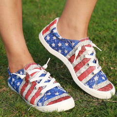 Women's Flag Pattern Canvas Shoes Low Top Flat Sneakers
