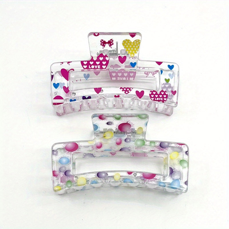 Fruit Printed Hair Claw Hollow Rectangle Nonslip Ponytail Holder