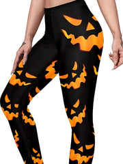  Pumpkin Print High Waisted Yoga Leggings