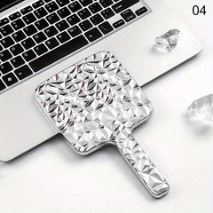 Wave Pattern Square Hand Mirror Small Vanity Mirror Portable Beauty Mirror