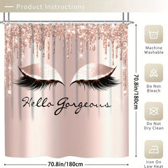 Glitter Eyelash Bathmat & Shower Curtain Set with 12 Hooks