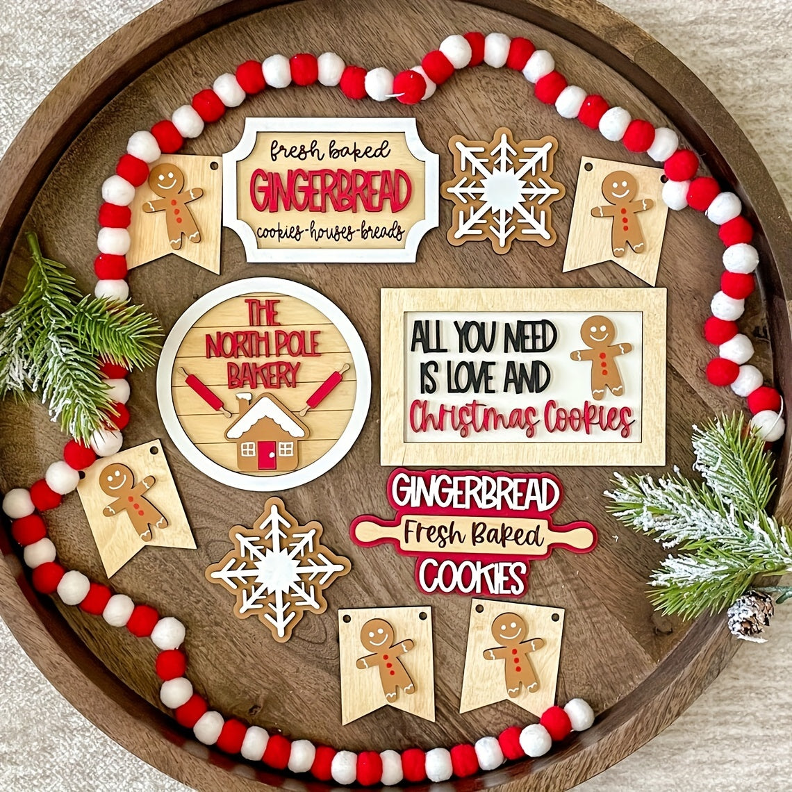 Christmas Layered Tray Decor Biscuit Man House Snowflake Winter Warm Christmas