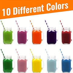 100Pcs Biodegradable Paper Straws Eco Friendly Colorful Stripes Straw