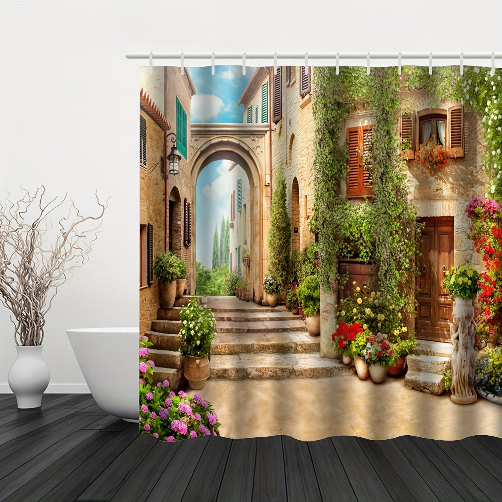 Vintage Architectural Shower Curtain Mildew Resistant