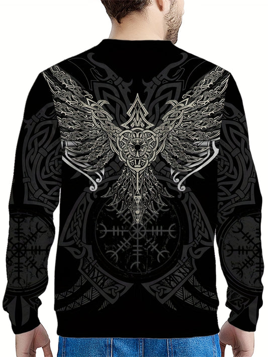 Vintage Graphic Print Men's Sweatshirt Long Sleeve Crew Neck Tops