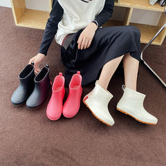 Women's Solid Rain Boots Waterproof Non Slip Short Boots