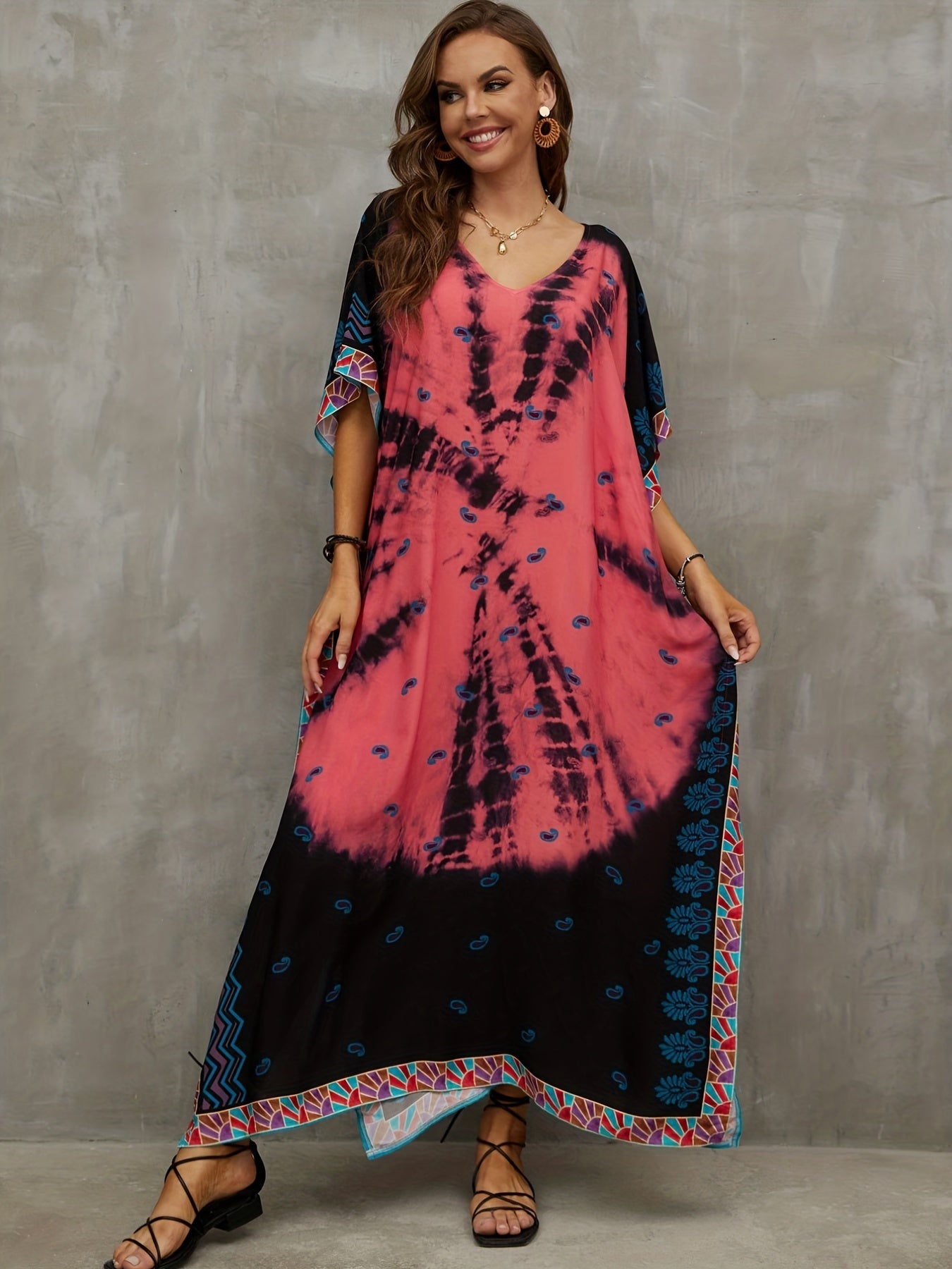  Tie Dye Boho Cover Up Dress