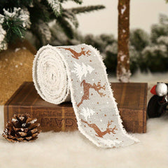 Christmas Decoration Supplies Can DIY Bowknot Ribbon Burlap Elk