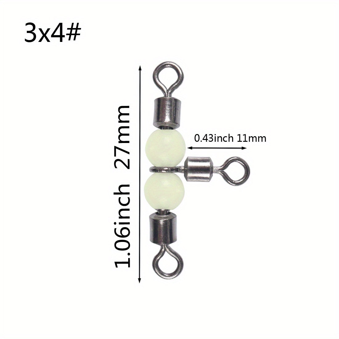 10pcs Luminous Beads Cross Line Rolling Swivel Fishing Accessories