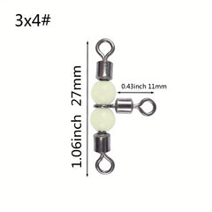 10pcs Luminous Beads Cross Line Rolling Swivel Fishing Accessories