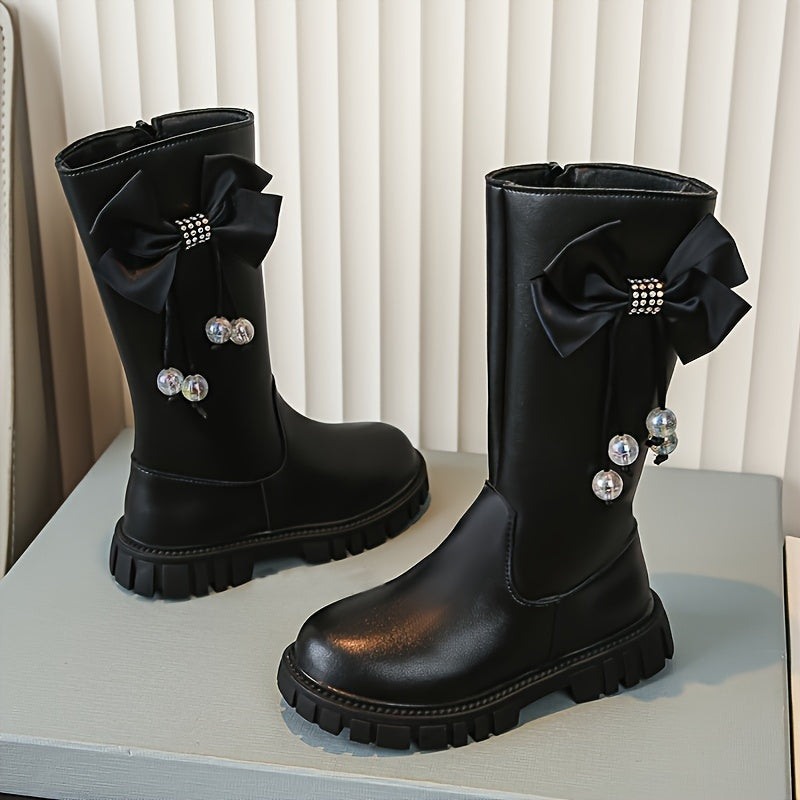 Bowknot Comfortable Boots For Girls Soft Warm Plus Fleece Boots