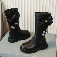 Bowknot Comfortable Boots For Girls Soft Warm Plus Fleece Boots