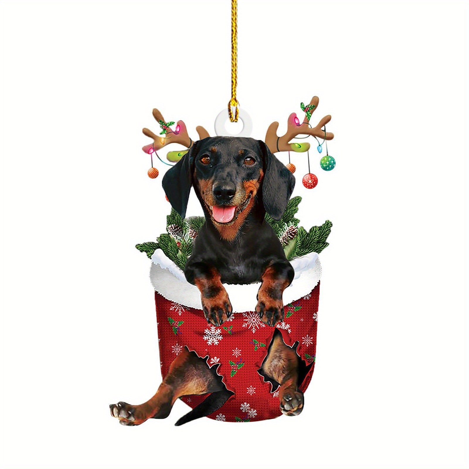 Festive Christmas Dachshunds Car Backpack Hanging Decorations