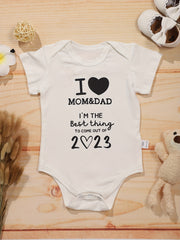 Baby I Love MOM&DAD Romper Short Sleeve Cotton Bodysuit