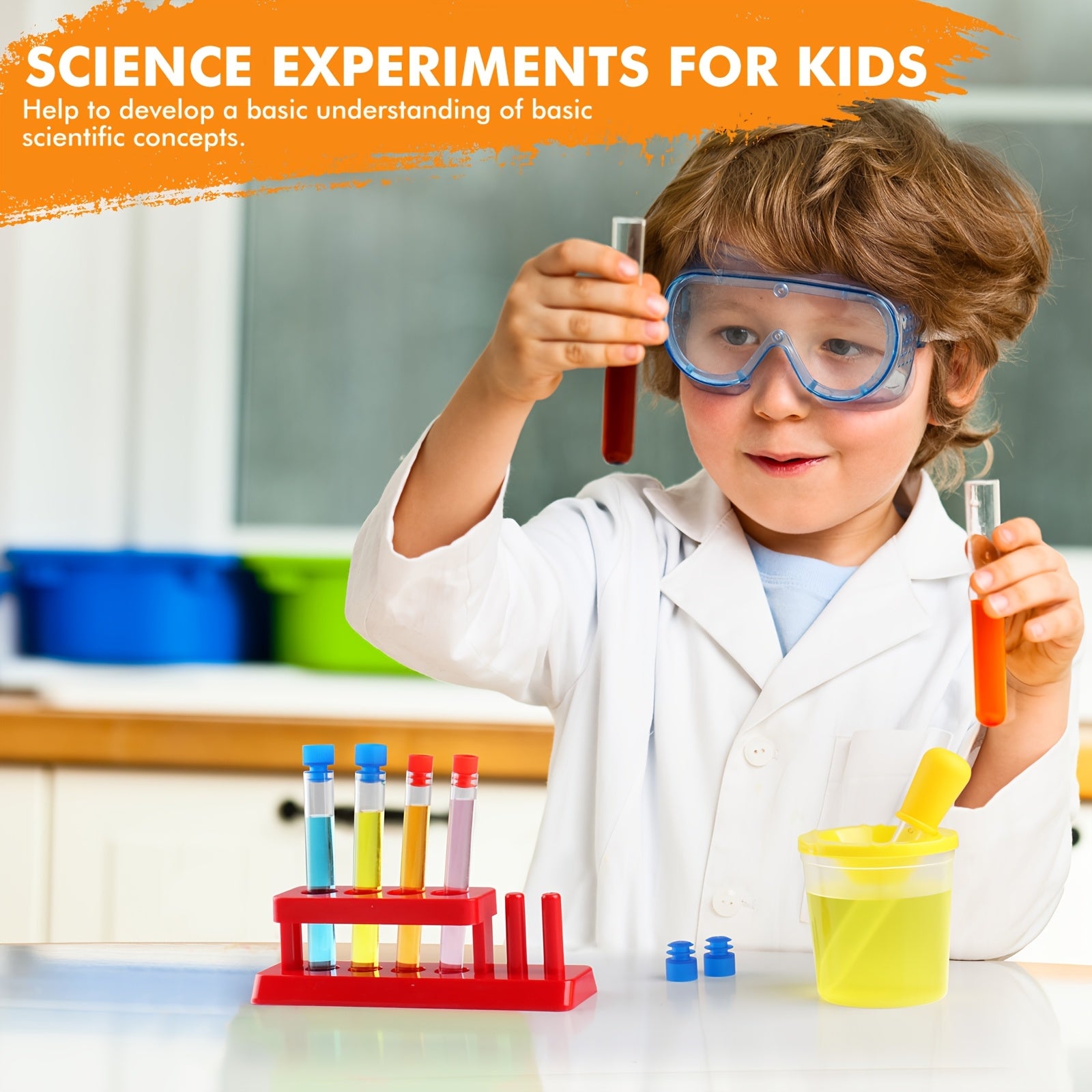 Colorful Science Experiment Kit for Kids with Test Tube Stand