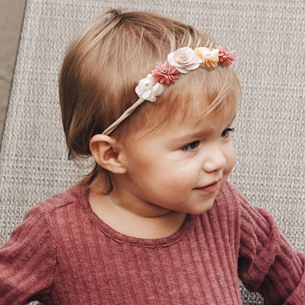 Baby Girl Flower Headbands Soft Stretchy Nylon Hairbands For Newborn Toddler