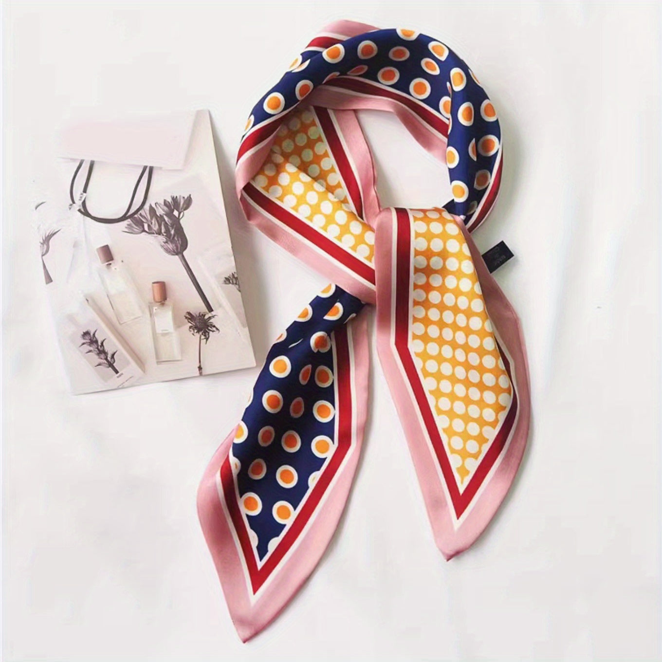Skinny Scarf Polka Dot Silk Neckerchief Hair Ribbon