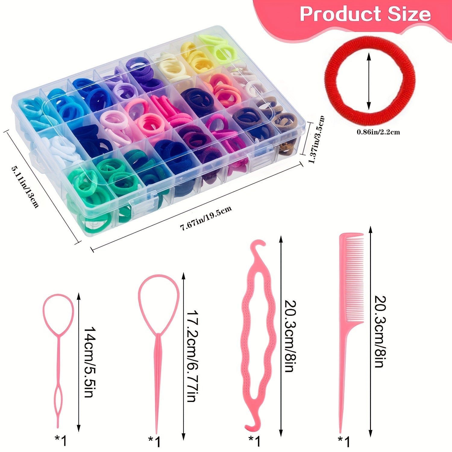 240 Pcs Baby Hair Ties with 4 Hair Loop Tools