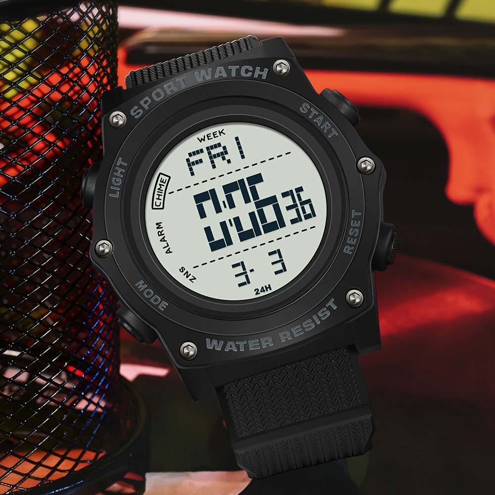 SANDA Sport Digital Watch 5ATM Luminous Display Stopwatch Alarm TPU Strap