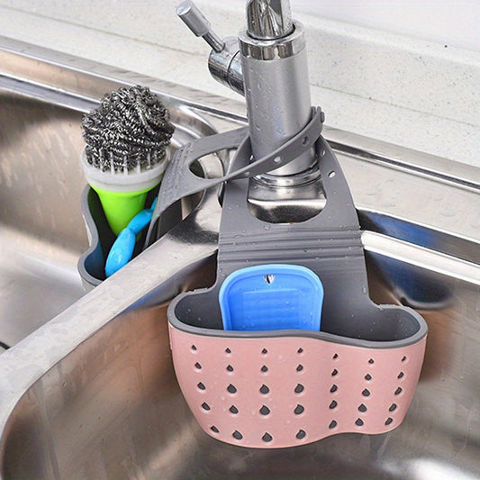 Adjustable Shoulder Strap Sink Sponge Rack - Organize and Drain Sponge