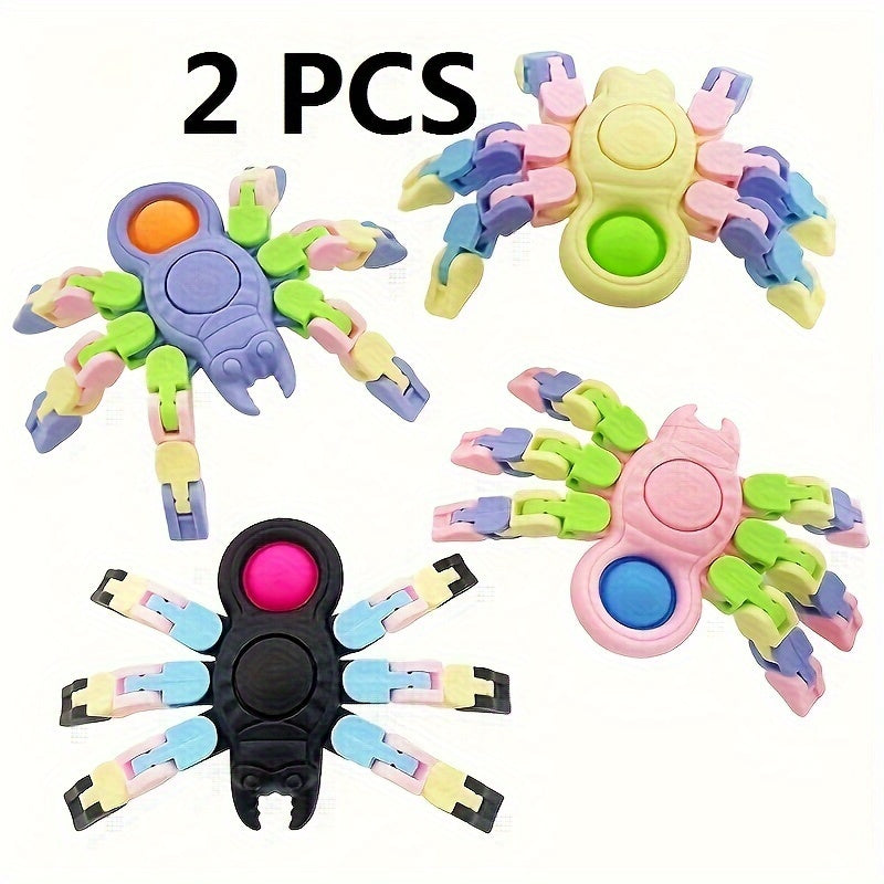 4Pcs Sensory Fidget Toys Transformable Chain Pop Spider DIY Fidget Spinners