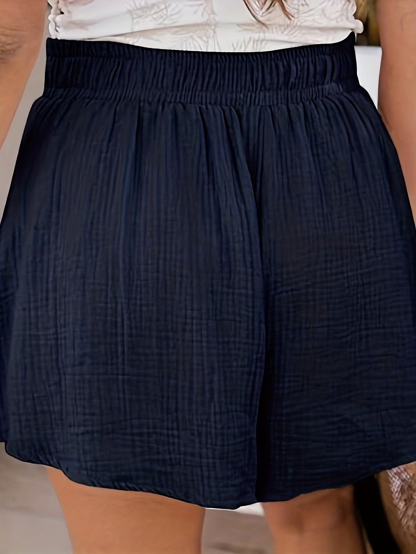  Solid Wide Leg Drawstring Shorts