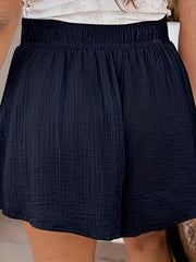  Solid Wide Leg Drawstring Shorts