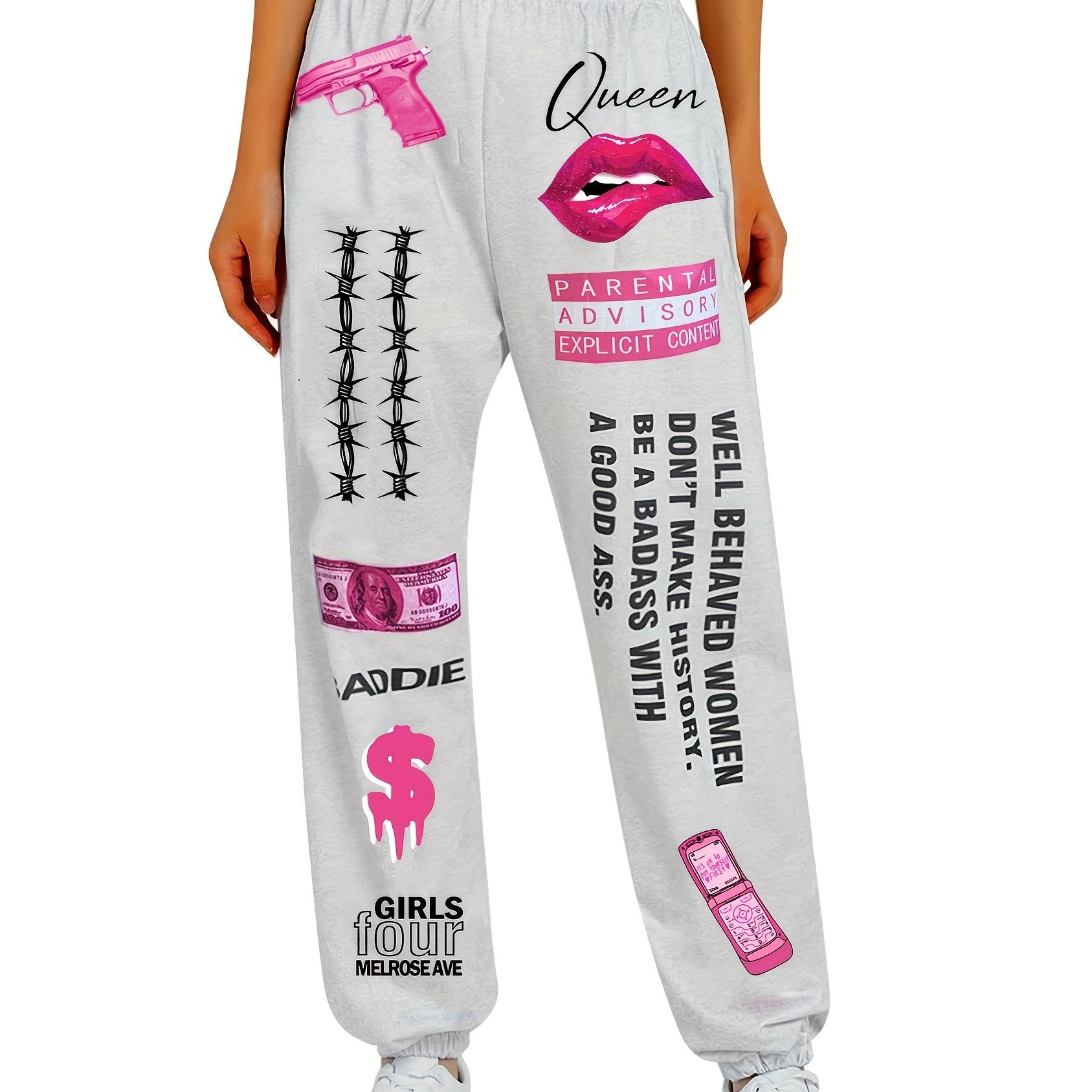  Y2k Graffiti Print Jogger Trousers