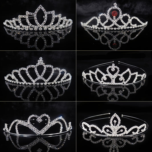 Silver Crystal Tiara Crowns Girls Princess Crown Rhinestone Birthday Crowns