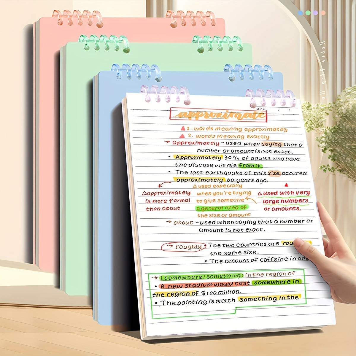 Spiral Notebook Journal Green Purple Pink Soft Cover Dividers