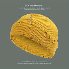 Candy Knit Hat Brooch Unisex Hip Hop Skull Hat