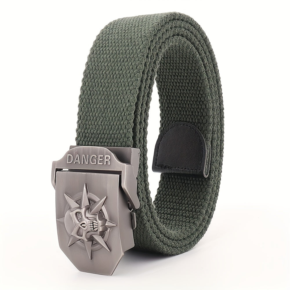 Skull Pattern Tactical Belt with Alloy Buckle