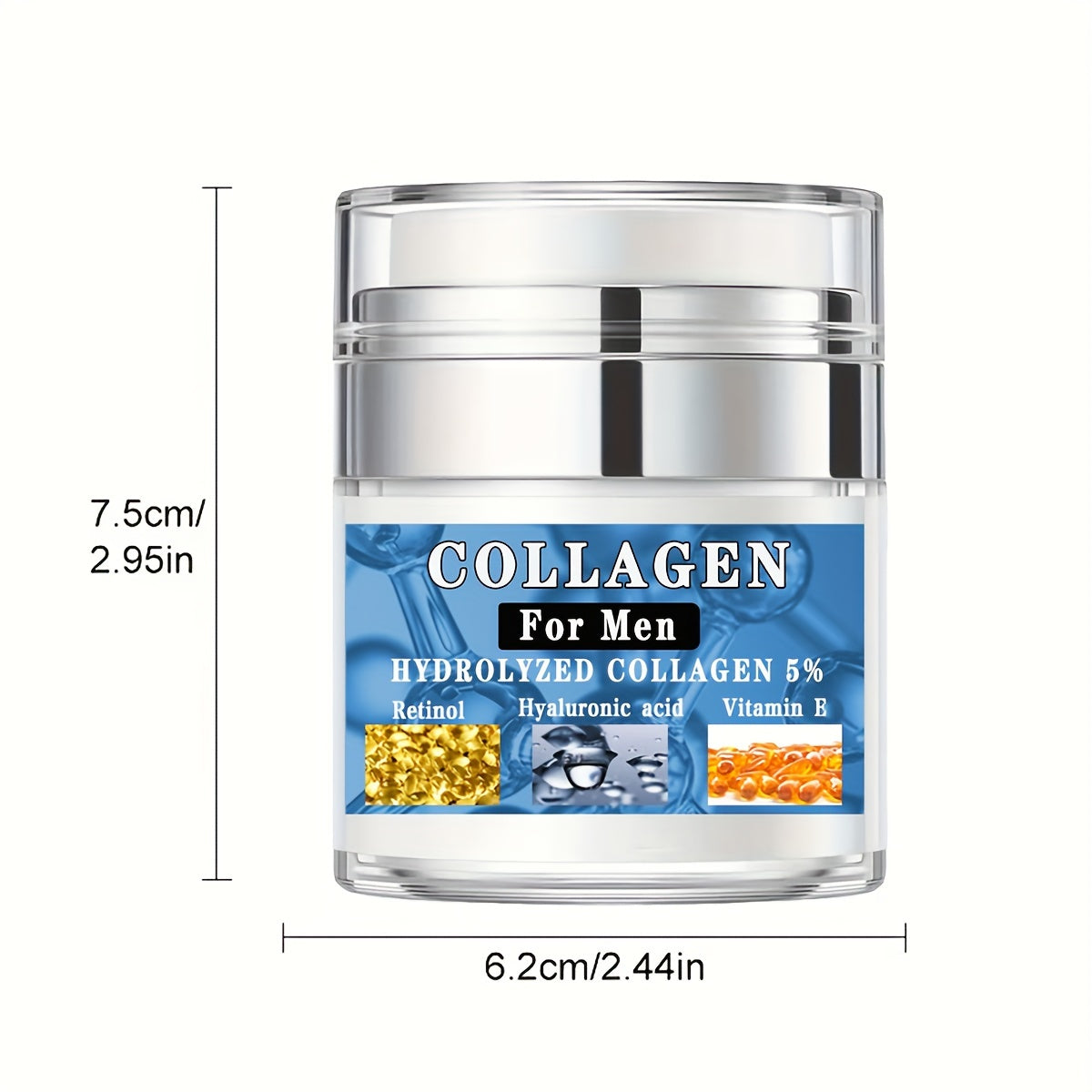 Men Face Cream with Collagen Retinol Hyaluronic Acid Vitamin E 1.76 Oz