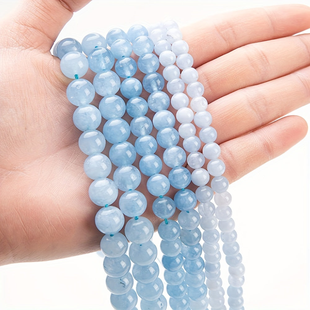 36pcs Aquamarine Natural Stone Beads for DIY Bracelet Necklace
