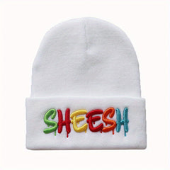 SHEESH Embroidery Cold Hat Warm Knitted Wool Hat For Men And Women