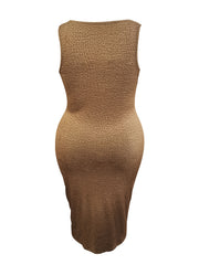  Solid Notched Neck Bodycon Tank Dress