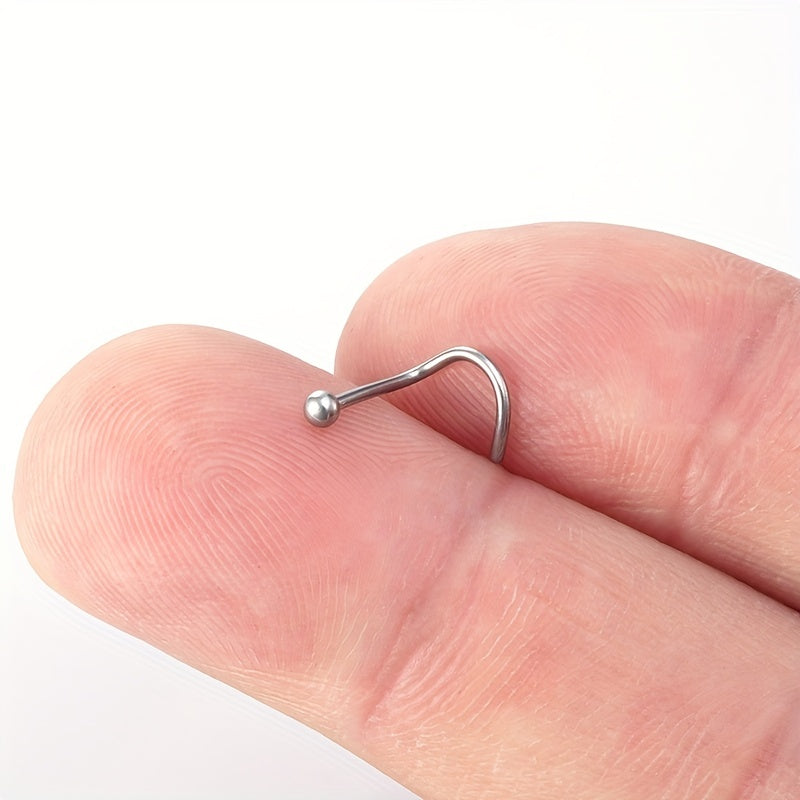 50Pcs Stainless Steel Nose Studs Ring Set Body Piercing Jewelry