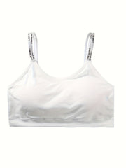 2pcs Wireless Bras Letter Straps Comfy & Breathable Women's Lingerie