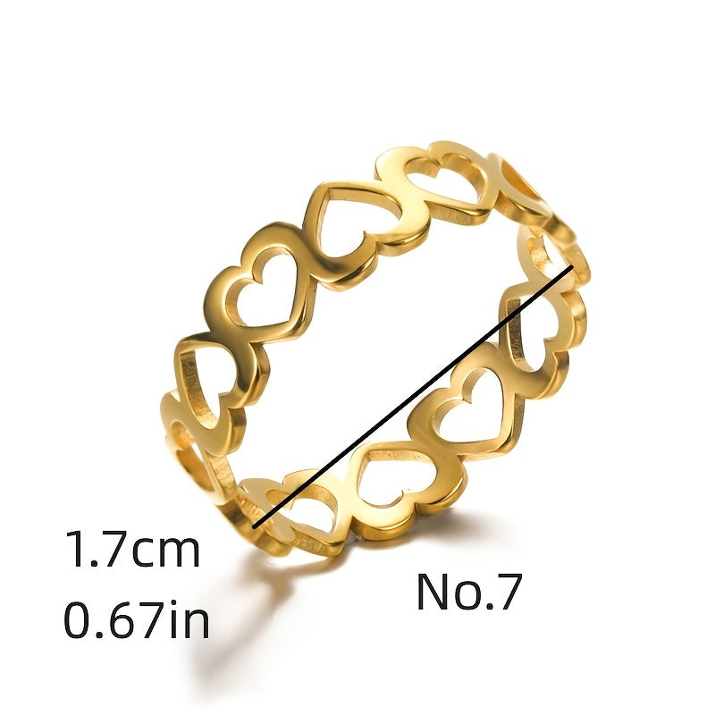 Vintage Heart Ring Stainless Steel Jewelry Gift for Women