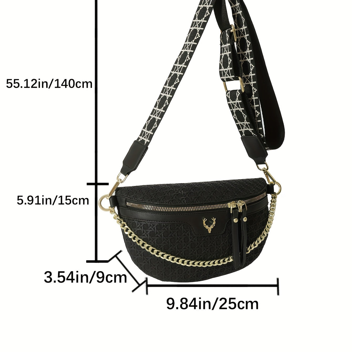 Solid Crossbody Bag With Chain Decor Bum Bag Fanny Pack