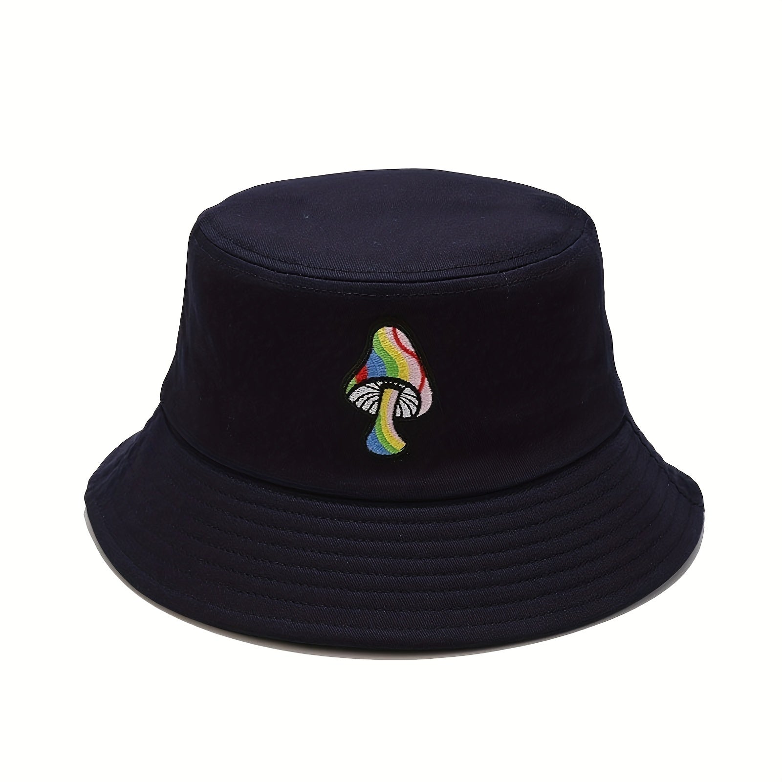 Mushroom Embroidery Bucket Hat Breathable Fisherman Cap