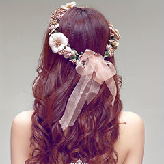Adjustable Flower Head Hoop Wedding Wreath Bridal Headdress Tiara