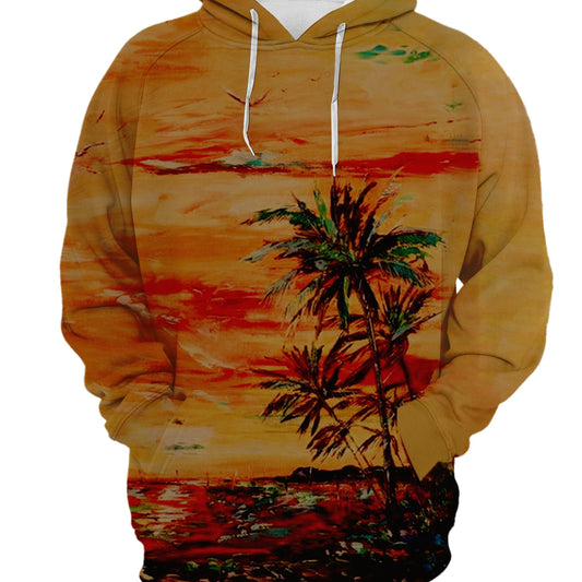Coconut Tree Print Hoodie Men's Graphic Hooded Sweatshirt