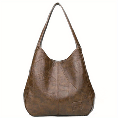 Vintage PU Hobo Bag Large Capacity Tote Bag Women's Travel Shoulder Bag