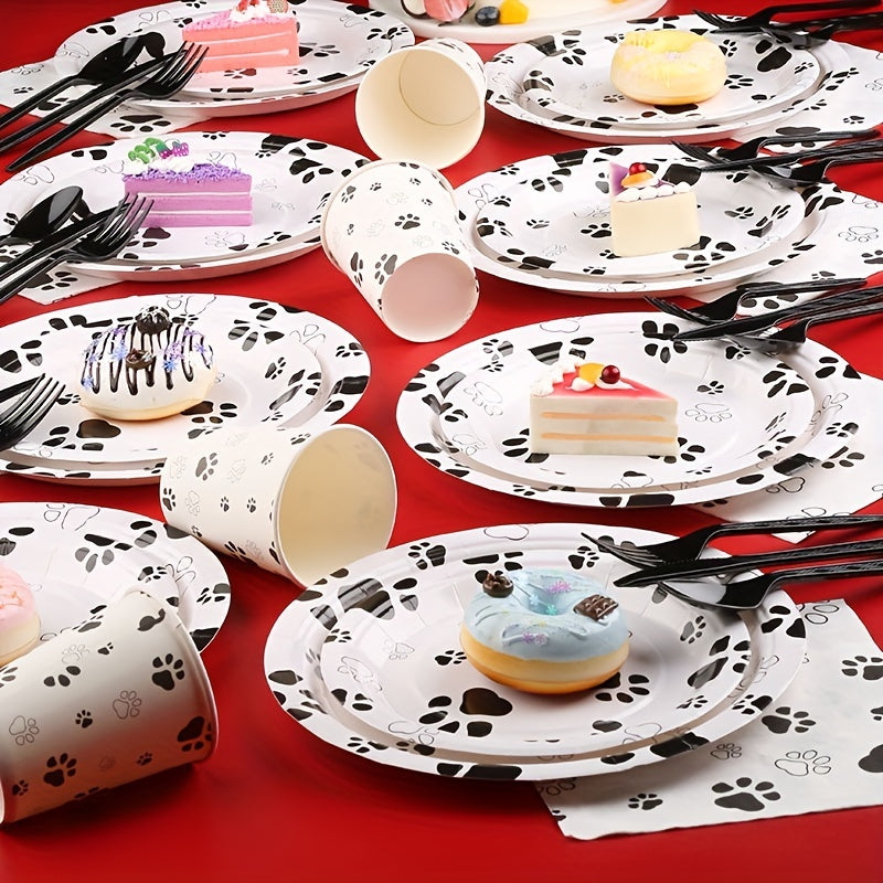 10pcs Dog Paw Paper Dinnerware Set - Party Decoration