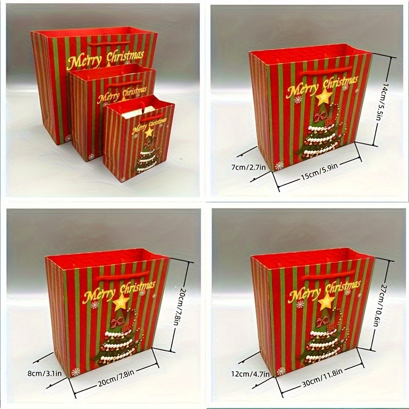 10pcs Christmas Gift Bag Paper Gift Bag with Handle Holiday Gift Packaging Bag