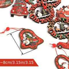 12pcs Christmas Wooden Decoration Pendant Party Supplies